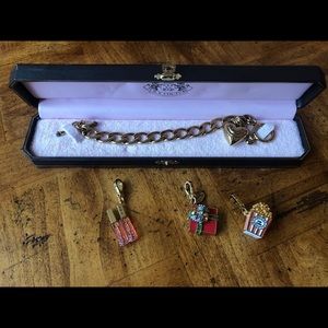 Gold Juicy Couture Toggle Bracelet with 3 charms